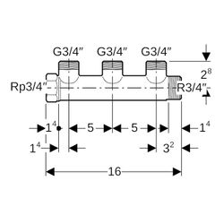 Geberit Verteiler mit Gewindeanschluss, Verteilerabgang für Eurokonus, CW617N, R 3/4... GEBERIT-612423001 4025416802778 (Abb. 1)