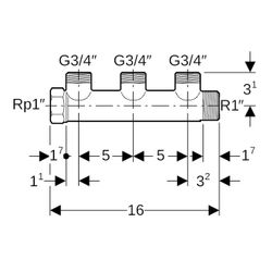 Geberit Verteiler mit Gewindeanschluss, Verteilerabgang für Eurokonus, CW617N, R 1",... GEBERIT-613423001 4025416802785 (Abb. 1)