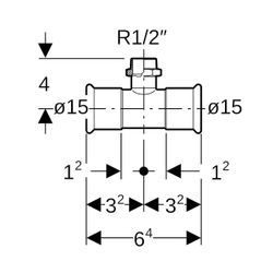 Geberit Mapress Edelstahl T-Stück mit Außengewinde d 15mm, R 1/2″, d1 15mm... GEBERIT-31454 4024723314547 (Abb. 1)