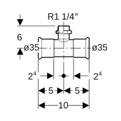 Geberit Mapress Edelstahl T-Stück mit Außengewinde d 35mm, R 1 1/4″, d1 35mm... GEBERIT-31464 4024723314646 (Abb. 1)