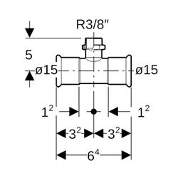 Geberit Mapress Edelstahl T-Stück mit Außengewinde d 15mm, R 3/8″, d1 15mm... GEBERIT-31401 4025410101082 (Abb. 1)
