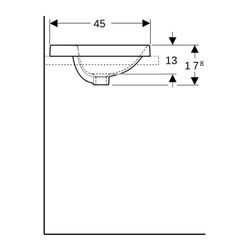 Geberit VariForm Einbauwaschtisch, rechteckig mit Hahnlochbank, Breite 55cm, Tiefe 4... GEBERIT-500743002 4025416302605 (Abb. 1)
