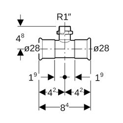 Geberit Mapress Edelstahl T-Stück mit Außengewinde LABS-frei, d 28mm, R 1", d1 28mm... GEBERIT-81461 4024723814610 (Abb. 1)