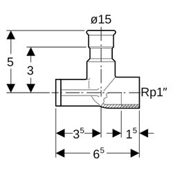 Geberit Mapress Edelstahl Anschlusswinkel 90 Grad abgesetzt Außendurchmesser 15mm... GEBERIT-33423 4024723334231 (Abb. 1)