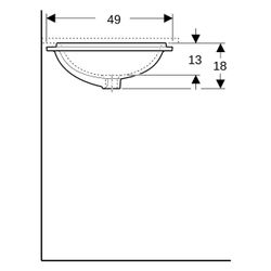 Geberit VariForm Unterbauwaschtisch, elliptisch B 62,5cm, Tiefe 49cm, ohne Hahnloch,... GEBERIT-500757002 4025416302803 (Abb. 1)