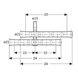 Geberit Mapress Kupfer Set Anschluss-T-Stück für Rücklauf d 22mm, d1 15mm... GEBERIT-23617 4024723236177 (Abb. 1)