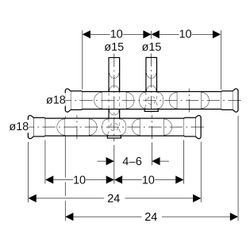 Geberit Mapress C-Stahl Set Anschluss-T-Stück für Vor-/Rücklauf Außendurchmesser 18mm... GEBERIT-24003 4024723240037 (Abb. 1)
