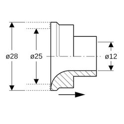 Geberit Mapress C-Stahl Saugdüse für Einrohrheizung Außendurchmesser 28mm... GEBERIT-90255 4024723902553 (Abb. 1)