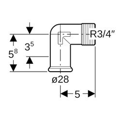 Geberit Mapress C-Stahl Übergangswinkel 90 Grad mit Außengewinde d 28mm, R 3/4″... GEBERIT-21609 4024723216094 (Abb. 1)