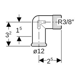 Geberit Mapress C-Stahl Übergangswinkel 90 Grad mit Außengewinde d 12mm, R 3/8″... GEBERIT-21611 4024723216117 (Abb. 1)