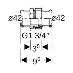 Geberit Mapress Edelstahl Verschraubung mit Überwurfmutter aus Chrom-Nickel-Stahl d 42mm... GEBERIT-35395 4024723353959 (Abb. 1)