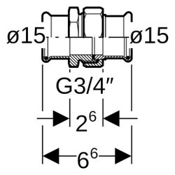 Geberit Mapress Therm Verschraubung, DN 12, 15mm, 3/4", Edelstahl, 45310... GEBERIT-45310 4064746040320 (Abb. 1)