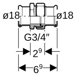 Geberit Verschraubung Mapress Therm, DN 15, 18mm, 3/4", 6,9cm, Edelstahl, 45311... GEBERIT-45311 4064746040344 (Abb. 1)