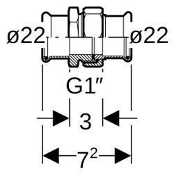 Geberit Verschraubung Mapress Therm, DN 20, 22mm, 1, 45312... GEBERIT-45312 4064746040375 (Abb. 1)