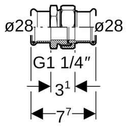 Geberit Mapress Therm Verschraubung, DN 25, 28mm, 1 1/4, 45313... GEBERIT-45313 4064746040399 (Abb. 1)