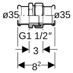 Geberit Mapress Therm Verschraubung, DN 32, 35mm, 1 1/2", Edelstahl, 45314... GEBERIT-45314 4064746040412 (Abb. 1)