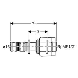 Geberit Mepla Übergang mit MasterFix, 16mm x 1/2", PVDF, Schwarz, 621451005... GEBERIT-621451005 4025416222217 (Abb. 1)