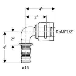 Geberit Mepla Übergangswinkel 90 Grad mit MasterFix PVDF, D 16mm, RpMF 1/2"... GEBERIT-621452005 4025416222224 (Abb. 1)