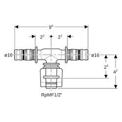 Geberit Mepla Übergangs-T-Stück mit MasterFix, Durchgang PVDF, D 16mm, RpMF 1/2", D1... GEBERIT-621453005 4025416222255 (Abb. 1)