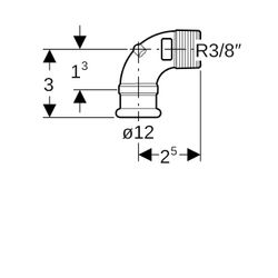 Geberit Mapress Kupfer Übergangswinkel 90 Grad mit Außengewinde, d 12mm, R 3/8″, Rotguss... GEBERIT-63892 4024723638926 (Abb. 1)