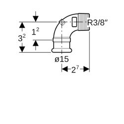 Geberit Mapress Kupfer Übergangswinkel 90 Grad mit Außengewinde, d 15mm, R 3/8″, Rotguss... GEBERIT-63894 4024723638940 (Abb. 1)
