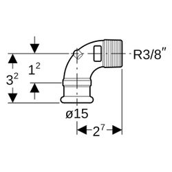 Geberit Mapress Kupfer Übergangswinkel 90 Grad mit Außengewinde, D 15mm, R 3/8", Rotguss... GEBERIT-63894 4024723638940 (Abb. 1)