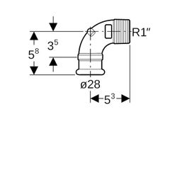 Geberit Mapress Kupfer Übergangswinkel 90 Grad mit Außengewinde, d 28mm, R 1″, Rotguss b... GEBERIT-63886 4024723638865 (Abb. 1)