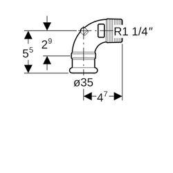 Geberit Mapress Kupfer Übergangswinkel 90 Grad mit Außengewinde, d 35mm, R 1 1/4″, Rotgu... GEBERIT-63887 4024723638872 (Abb. 1)