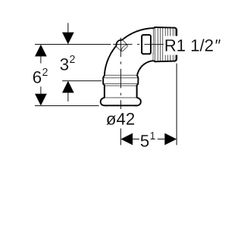 Geberit Mapress Kupfer Übergangswinkel 90 Grad mit Außengewinde, d 42mm, R 1 1/2″, Rotgu... GEBERIT-63888 4024723638889 (Abb. 1)