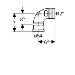 Geberit Mapress Kupfer Übergangswinkel 90 Grad mit Außengewinde, d 54mm, R 2″, Rotguss b... GEBERIT-63889 4024723638896 (Abb. 1)
