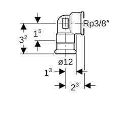 Geberit Mapress Kupfer Übergangswinkel 90 Grad mit Innengewinde, d 12mm, Rp 3/8″, Rotgus... GEBERIT-63860 4024723638605 (Abb. 1)