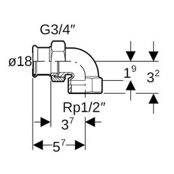 Geberit Mapress Kupfer Übergangs-Winkelverschraubung 90 Grad mit Innengewinde, d 18mm, R... GEBERIT-65392 4024723653929 (Abb. 1)