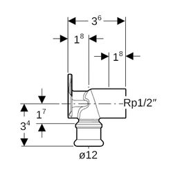 Geberit Mapress Kupfer Anschlusswinkel 90 Grad, d 12mm, Rp 1/2″, L1 3,6cm, Rotguss bleif... GEBERIT-63458 4024723634584 (Abb. 1)
