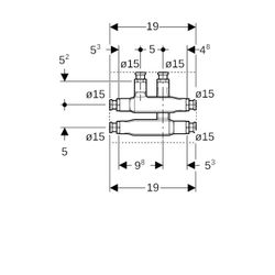 Geberit Mapress Kreuzungs-T-Stück mit Dämmbox CC752S, d 15mm, d1 15mm, d2 15mm... GEBERIT-63113 4024723631132 (Abb. 1)