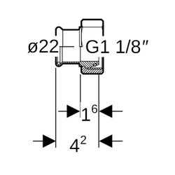 Geberit Mapress Edelstahl Übergang mit Überwurfmutter aus Chrom-Nickel-Stahl, Gas, d 22m... GEBERIT-34158 4024723341581 (Abb. 1)