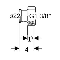 Geberit Mapress Edelstahl Übergang mit Überwurfmutter aus Chrom-Nickel-Stahl, Gas, d 22m... GEBERIT-34161 4024723341611 (Abb. 1)