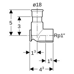 Geberit Mapress Edelstahl Anschlusswinkel 90 Grad Außendurchmesser 18mm... GEBERIT-33405 4024723334057 (Abb. 1)