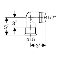 Geberit Mapress Edelstahl Übergangswinkel 90 Grad mit Außengewinde d 15mm, R 1/2″... GEBERIT-33833 4024723338338 (Abb. 1)
