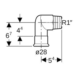 Geberit Mapress Therm Übergangswinkel 90 Grad mit Außengewinde d 28mm, R 1″... GEBERIT-43836 4025410097330 (Abb. 1)