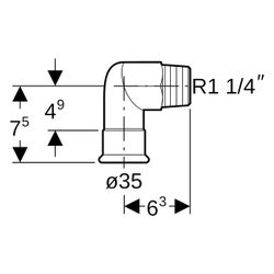 Geberit Mapress Therm Übergangswinkel 90 Grad mit Außengewinde D 35mm, R 1 1/4"... GEBERIT-43837 4025410097347 (Abb. 1)