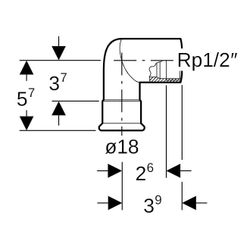 Geberit Mapress Edelstahl Übergangswinkel 90 Grad mit Innengewinde, Gas, d 18mm, Rp 1/2"... GEBERIT-34145 4024723341451 (Abb. 1)