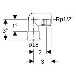 Geberit Mapress Kupfer Übergangswinkel 90 Grad mit Innengewinde Gas CW602N, D 18mm, Rp 1... GEBERIT-34726 4024723347262 (Abb. 1)