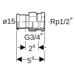 Geberit Mapress Edelstahl Übergangsverschraubung mit Innengewinde D 15mm, Rp 1/2"... GEBERIT-35300 4024723353003 (Abb. 1)