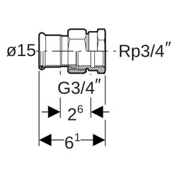 Geberit Mapress Edelstahl Übergangsverschraubung mit Innengewinde D 15mm, Rp 3/4"... GEBERIT-35301 4024723353010 (Abb. 1)