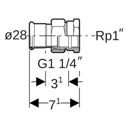 Geberit Mapress Edelstahl Übergangsverschraubung mit Innengewinde D 28mm, Rp 1"... GEBERIT-35306 4024723353065 (Abb. 1)