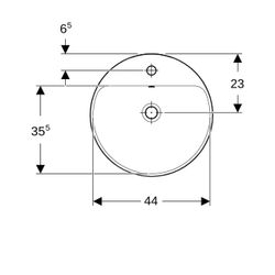 Geberit VariForm Einbauwaschtisch, rund mit Hahnlochbank, Durchmesser 48cm, mit Über... GEBERIT-500705002 4025416302056 (Abb. 1)