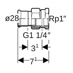 Geberit Mapress Edelstahl Übergangsverschraubung mit Innengewinde d 28mm, Rp 1″, Überwur... GEBERIT-35353 4024723353539 (Abb. 1)