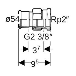 Geberit Mapress Edelstahl Übergangsverschraubung mit Innengewinde d 54mm, Rp 2″, Überwur... GEBERIT-35356 4024723353560 (Abb. 1)