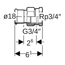 Geberit Mapress Edelstahl Übergangsverschraubung mit Innengewinde LABS-frei, d 18mm, Rp ... GEBERIT-85303 4024723853039 (Abb. 1)