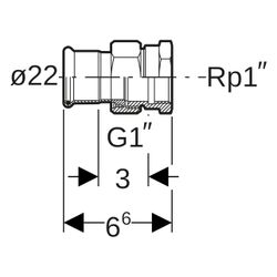 Geberit Mapress C-Stahl Übergangsverschraubung mit Innengewinde D 22mm, Rp 1"... GEBERIT-25305 4024723253051 (Abb. 1)